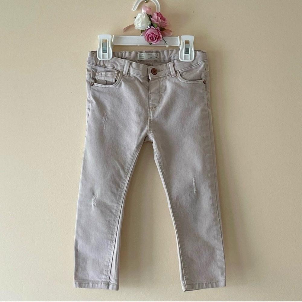 Zara Toddler Girls Skinny Jeans - Beige/Vanilla, Size 2/3 yrs